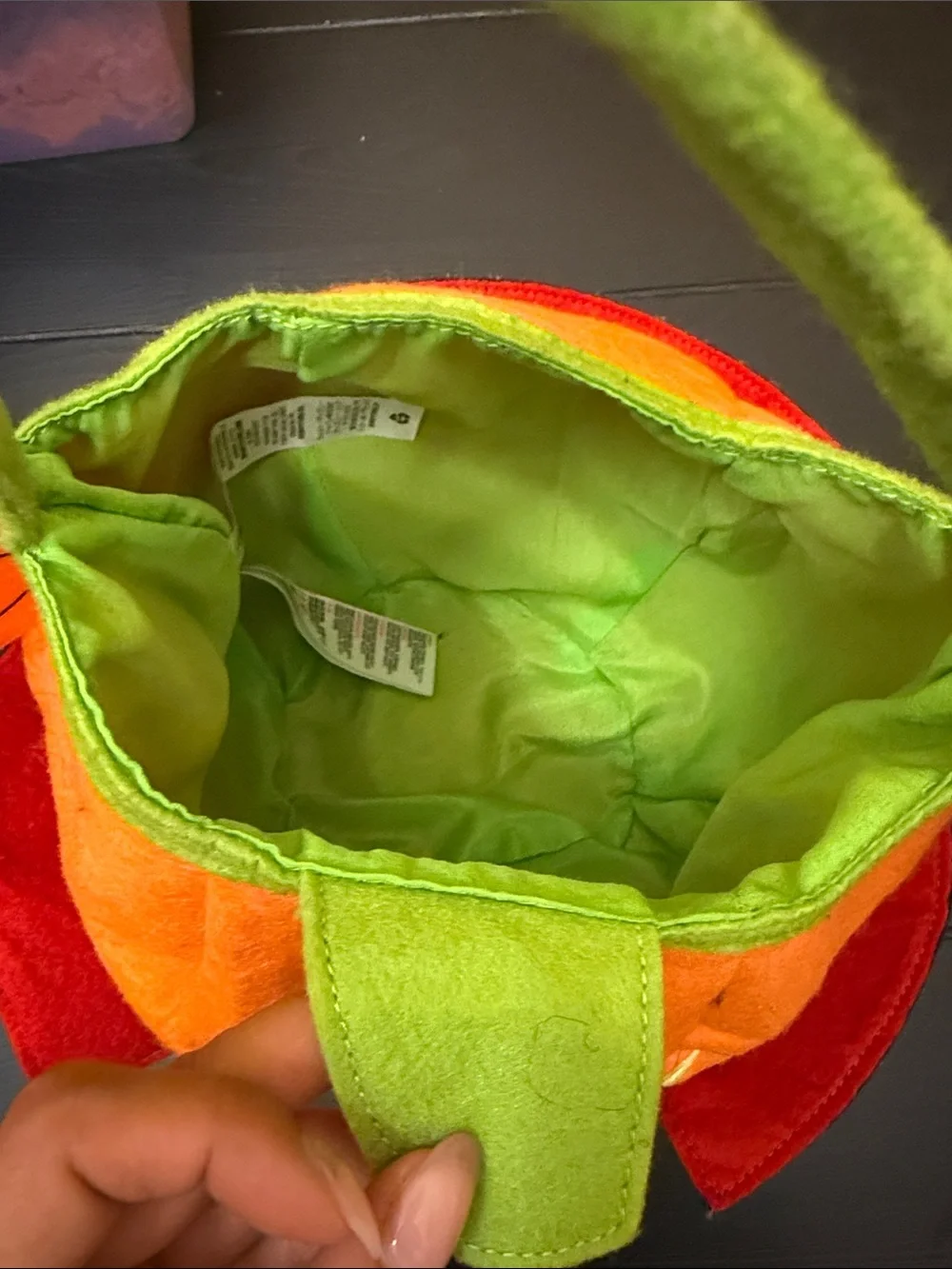 Mickey Mouse Halloween Orange Pumpkin Trick-or-Treat Basket with Green Handle